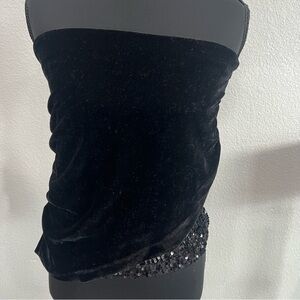 Zara Women’s Black Velvet and Sequin Strapless Top size M